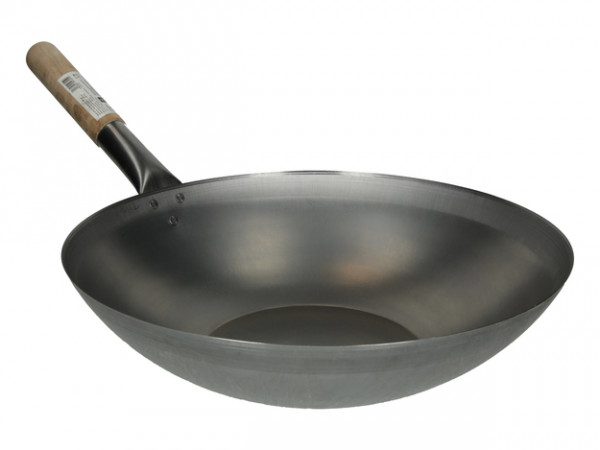 Wok Flachboden mit Holzgriff 38 cm